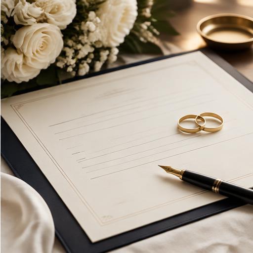 Anillos y documento simbólico para una ceremonia civil